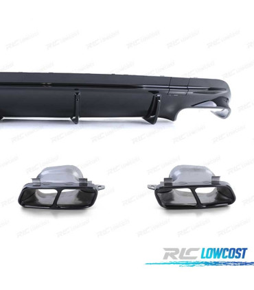 DIFFUSEUR MERCEDES CLA C117 16-19 LOOK AMG NOIR BRILLANT + EMBOUTS D'ÉCHAPPEMENT