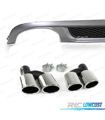 DIFFUSEUR ARRIÈRE AUDI A4 B8 BERLINE AVANT 07-11 LOOK S LINE DOUBLE SORTIE + EMBOUTS CHROMÉ