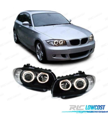PHARES BMW E81 E87 E82 E88 04-11 ANGEL EYES FOND NOIR