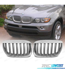 CALANDRES POUR BMW X5 E53 LCI 04-06 LOOK TITANE CHROMÉ ARGENTÉ
