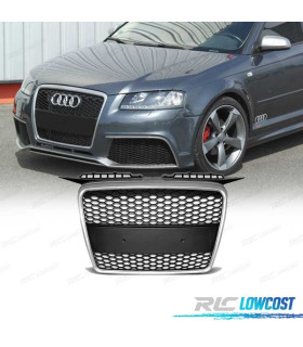 CALANDRE AUDI A3 8P 8PA 05-08 LOOK RS3 CHROMÉ NOIR MATE