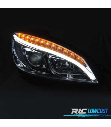 PHARES LED DYNAMIQUE TUBE LIGHT POUR MERCEDES W204 07-10 CHROMÉ