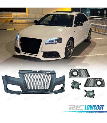PARE CHOCS AVANT AUDI A3 8P 08-12 LOOK RS3 PDC + ANTIBROUILLARD