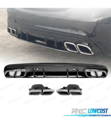 DIFFUSEUR MERCEDES CLASSE C W205 AMG BERLINE 14-17 NOIR BRILLANT + 2 EMBOUTS D'ÉCHAPPEMENT AMG