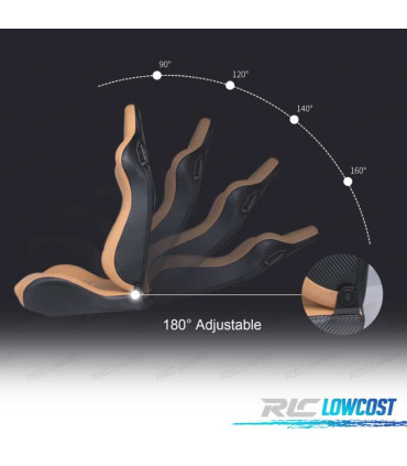 SIÈGE SPORT SEMI BAQUET STYLE RS CUIR DE BEIGE