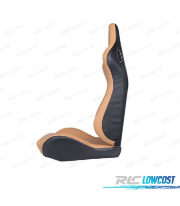SIÈGE SPORT SEMI BAQUET STYLE RS CUIR DE BEIGE