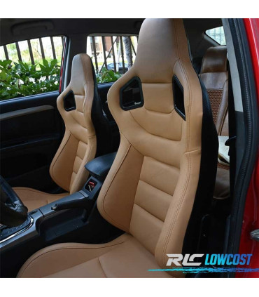 SIÈGE SPORT SEMI BAQUET STYLE RS CUIR DE BEIGE