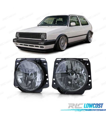 PHARES VOLKSWAGEN VW GOLF MK2 83-91 TEINTÉS FOND CHROME