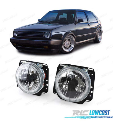 PHARES VOLKSWAGEN VW GOLF MK2 83-91 ANGEL EYES FOND CHROMÉ