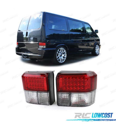 FEUX ARRIÈRE VOLKSWAGEN VW T4 TRANSPORTER Y CARAVELLE 90-03 LED ROUGE CHROMÉ