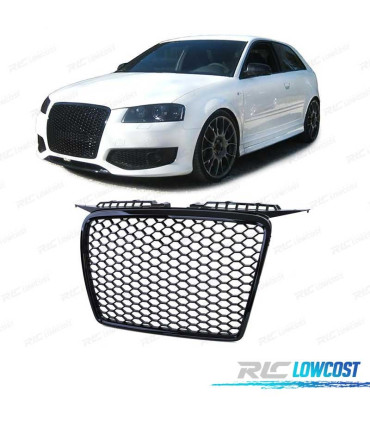 GRILLE AUDI A3 8P 8PA 05-08 LOOK RS3 NOIR BRILLANT