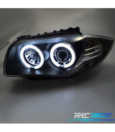 PHARES BMW E81 E87 E82 E88 ANGEL EYES FOND NOIR