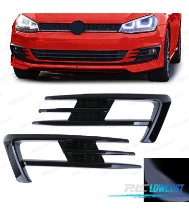 GRILLES ANTIBROUILLARD VOLKSWAGEN VW GOLF 7 12-17 LOOK GTI NOIR BRILLANT