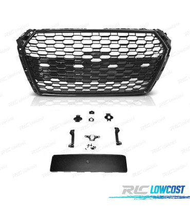 GRILLE AUDI A4 B9 15-19 LOOK RS4 NOIR BRILLANT PDC