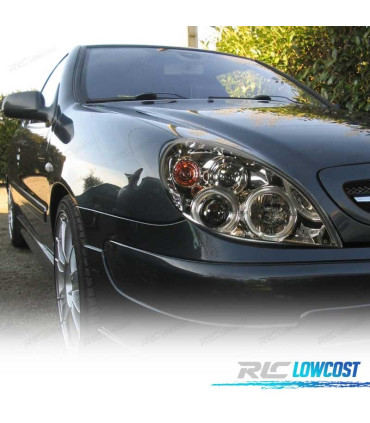 PHARES POUR CITROEN XSARA 99-04 ANGEL EYES FOND CHROMÉ