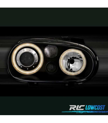PHARES VOLKSWAGEN VW GOLF MK4 97-03 LOOK ANGEL EYES R32 FOND NOIR
