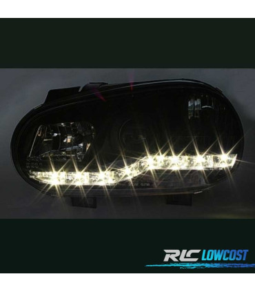 PHARES POUR VOLKSWAGEN VW GOLF MK4 97-03 DAYLIGHT LED FOND NOIR