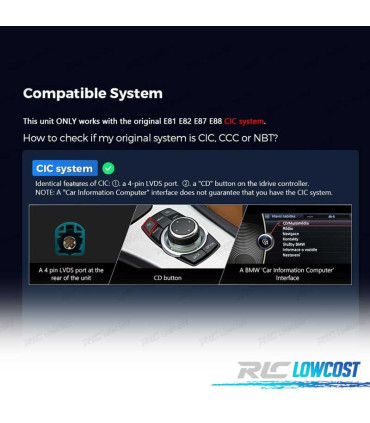 AUTORADIO GPS ANDROID 13 POUR BMW E81 E82 E87 E88 06-12 CIC