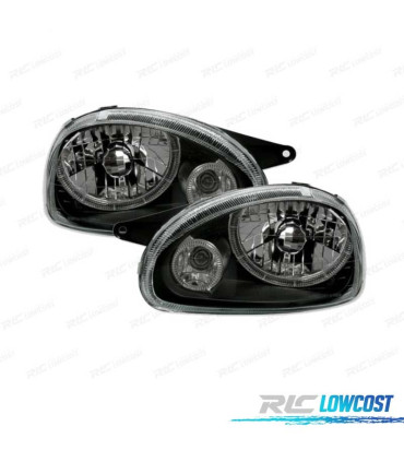 PHARES POUR OPEL CORSA B 93-00 ANGEL EYES FOND NOIR H4
