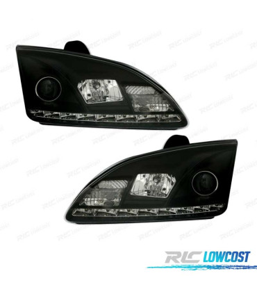PHARES POUR FORD FOCUS 04-08 DAYLIGHT FOND NOIR