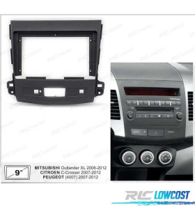 FACADE AUTORADIO 2-DIN GRIS 9" POUR CITROEN C-CROSSER MITSUBISHI OUTLANDER XL PEUGEOT 4007