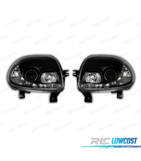 PHARES POUR RENAULT CLIO 98-01 DAYLIGHT LED FOND NOIR