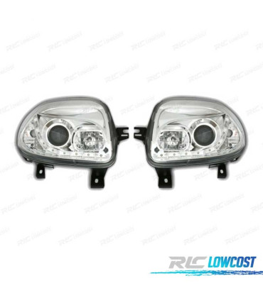PHARES RENAULT CLIO 98-01 DAYLIGHT LED FOND CHROMÉ