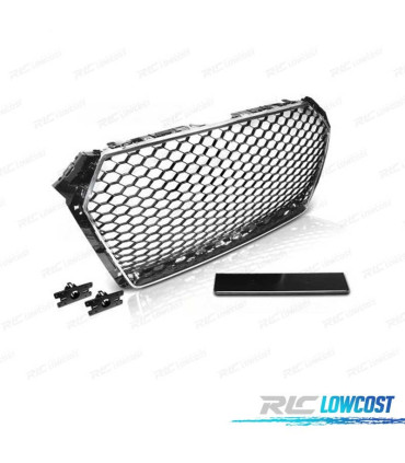 CALANDRE AUDI A4 B9 15-19 LOOK RS CHROMÉ NOIR