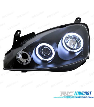 PHARES OPEL CORSA C 00-06 ANGEL EYES CCFL FOND NOIR