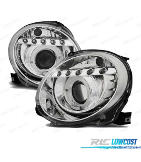 PHARES FIAT 500 07-15 DAYLIGHT ANGEL EYES FOND CHROMÉ