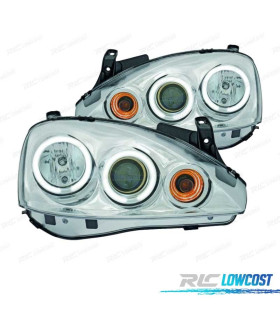 PHARES OPEL CORSA C 00-06 ANGEL EYES CCFL FOND CHROMÉ
