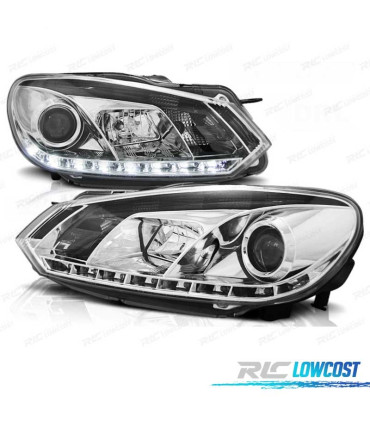 PHARES VOLKSWAGEN VW GOLF 6 08-12 DRL FOND CHROME