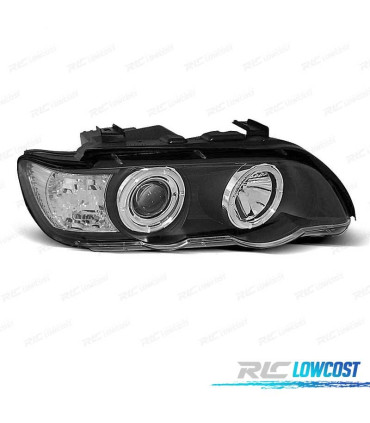 PHARES BMW X5 E53 99-03 ANGEL EYES CCFL FOND NOIR
