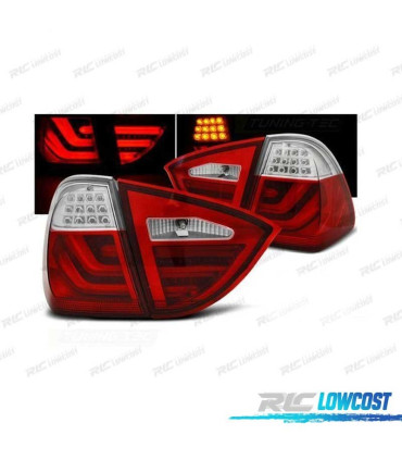 FEUX ARRIÈRE POUR BMW SÉRIE 3 E91 TOURING 05-08 LED LIGHTBAR ROUGE CHROMÉ