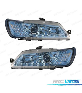 PHARES PEUGEOT 306 97-00 FEUX DIURNES LED FOND CHROMÉ
