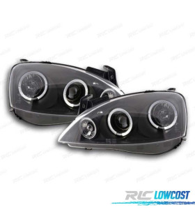PHARES OPEL CORSA C 00-06 ANGEL EYES LED FOND NOIR