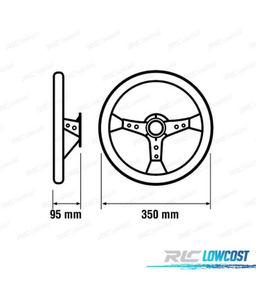 VOLANT INVERSÉ LOOK OMP EN SIMILI CUIR NOIR BRAS NOIRS BORDURE ROUGE