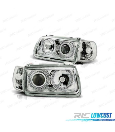 PHARES VOLKSWAGEN VW POLO 6N 94-99 ANGEL EYES FOND CHROMÉ