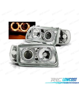 PHARES VOLKSWAGEN VW POLO 6N 94-99 ANGEL EYES FOND CHROMÉ