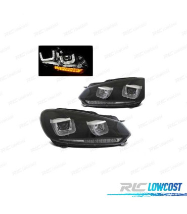 PHARES POUR VOLKSWAGEN VW GOLF MK6 08-12 DAYLIGHT FOND NOIR