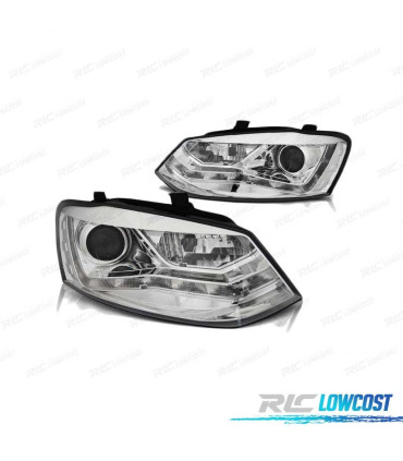 PHARES POUR VOLKSWAGEN VW POLO 6R 09-14 DAYLIGHT CHROMÉ