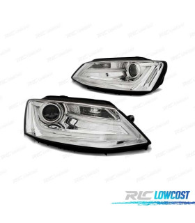 PHARES POUR VOLKSWAGEN VW JETTA VI 11-14 TUBE LIGHT CHROMÉ