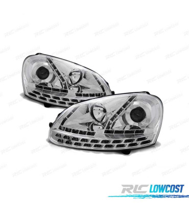 PHARES POUR VOLKSWAGEN VW GOLF 5 03-08 DAYLIGHT CHROMÉ