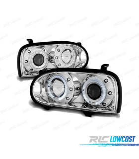PHARES POUR VOLKSWAGEN VW GOLF 3 91-97 ANGEL EYES CHROMÉ