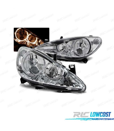 PHARES ANGEL EYES POUR PEUGEOT 307 01-05 CHROME