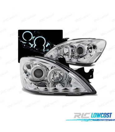 PHARES LED ANGEL EYES CCFL POUR MITSUBISHI LANCER 7 04-07 CHROMÉ