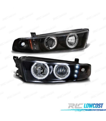 PHARES MITSUBISHI GALANT 8 EA0 96-06 ANGEL EYES CCFL + LED NOIR