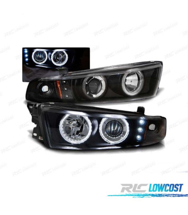 PHARES MITSUBISHI GALANT 8 EA0 96-06 ANGEL EYES CCFL + LED NOIR