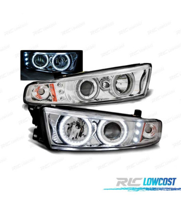 PHARES MITSUBISHI GALANT 8 EA0 96-06 ANGEL EYES CCFL + LED CHROMÉ