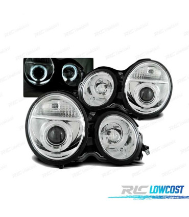 PHARES ANGEL EYES MERCEDES W210 95-99 CHROMÉ